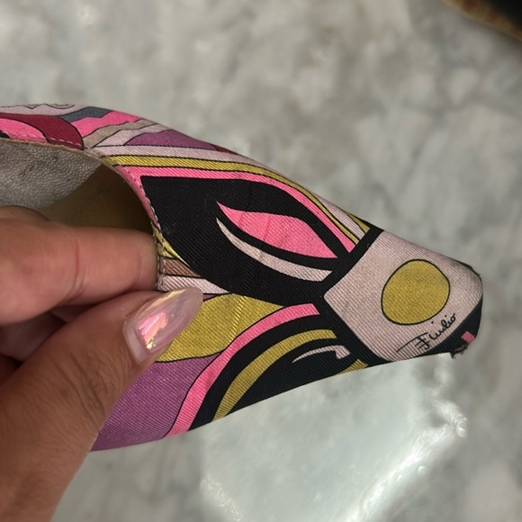 Emilio Pucci Pink and Purple Multi Color Patterned Flats 37 - Picture 7 of 10